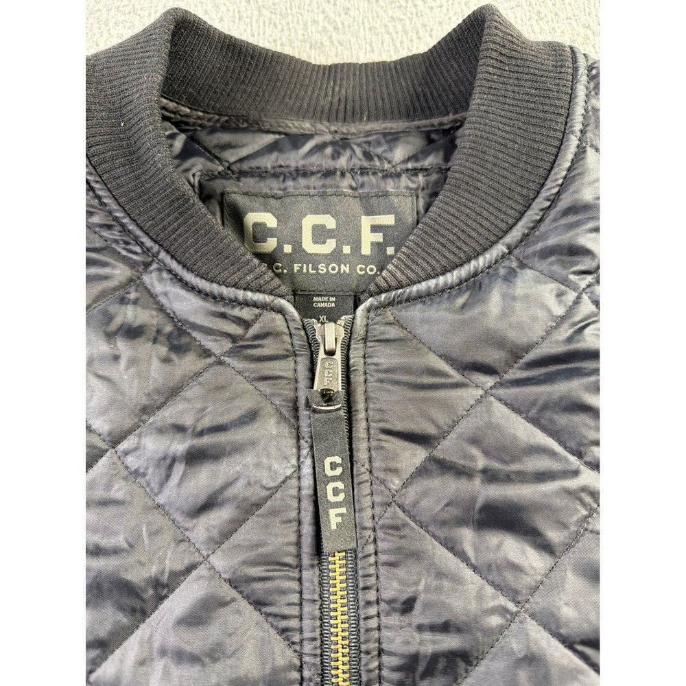 CCF Filson Co. Quilted Bomber Utility Puffer Jacket Black Mens XL Made in Canada